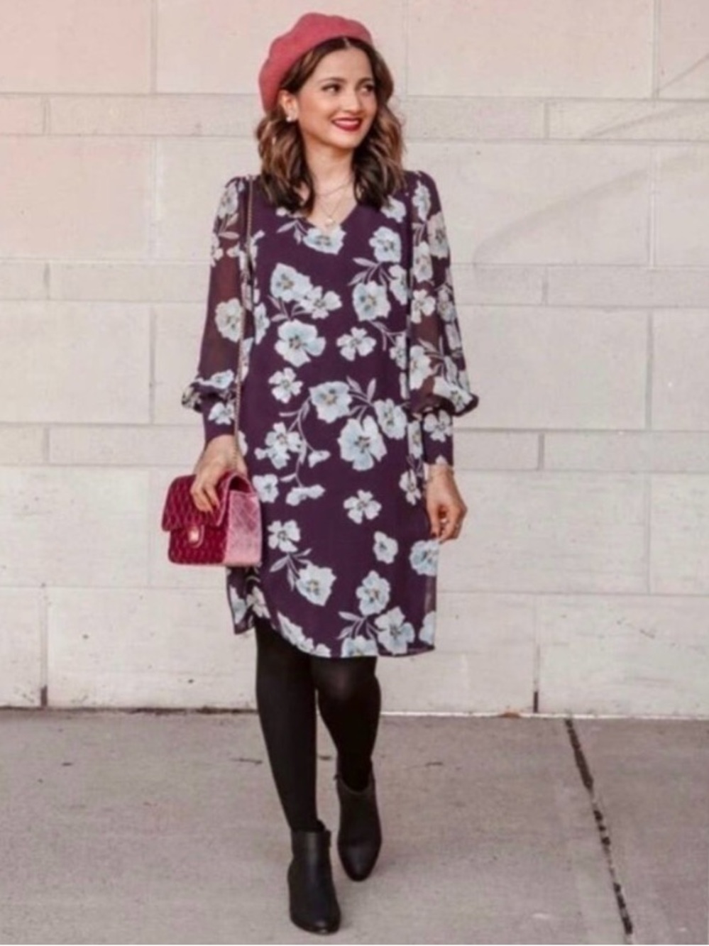 Cabi Ellery Royal Flower Purple Floral Print Shift Dress Sz S NWOT